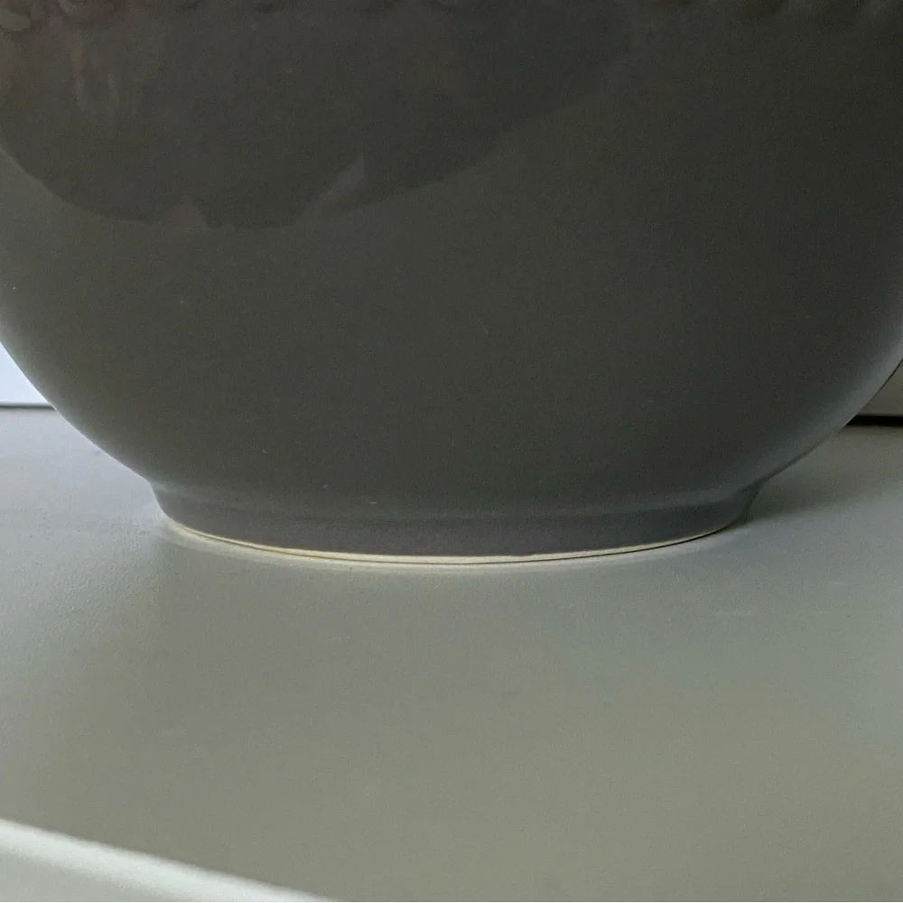 Pier 1 Stoneware Gray Bowl Hand Painted 6” Beaded Edge Retired Replacements EUC